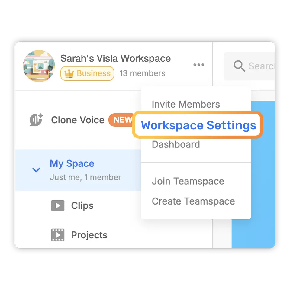 Open Workspace Settings to manage your Visla API settings.